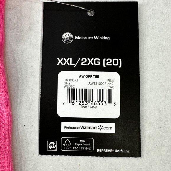 Athletic Works Womens Size XXL 20 Tee Shirt Stretch V-Neck Short Sleeve Pink New - Picture 4 of 13